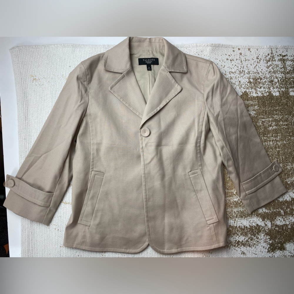 TALBOTS Petites Beige Jacket/Blazer | Size 2P - Picture 10 of 11